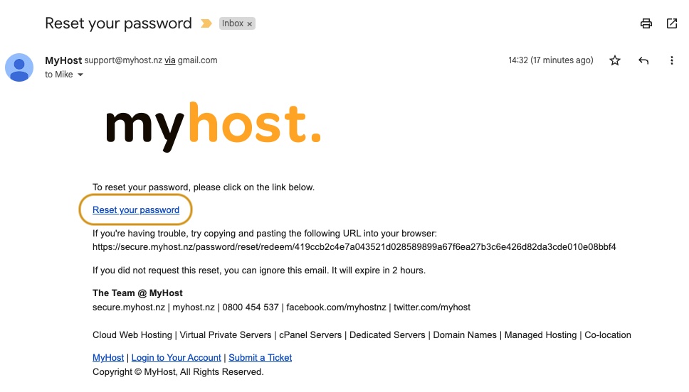 Click 'Reset your password'